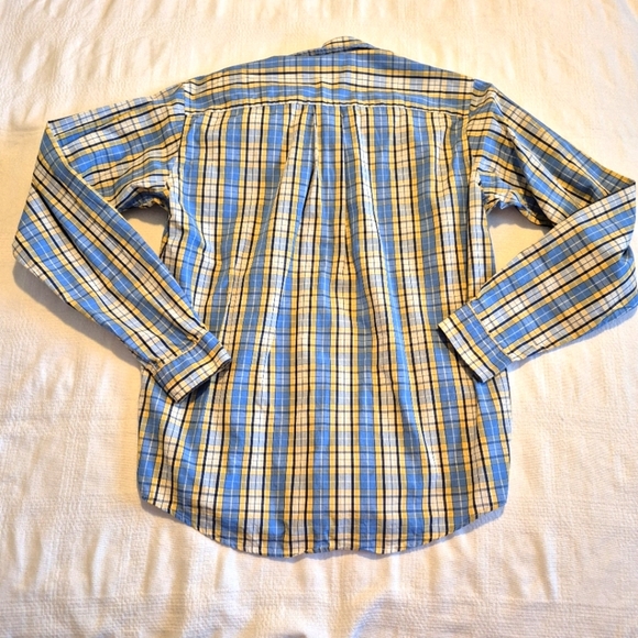 Brooks Brothers boys size Large blue yellow & white plaid button down shirt VGUC - Picture 4 of 5